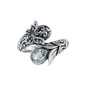 Athra NJ Inc Sterling Silver Oxidized Blue Topaz Butterfly Ring